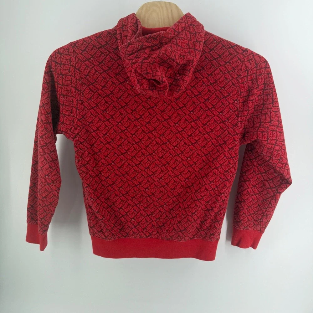 Nike Sportswear Club Fleece All Over Print Logo Hoodie Red Black Mens Small